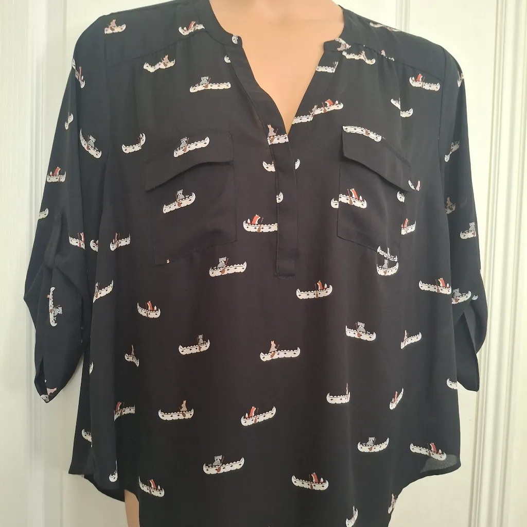 Torrid Sz 1 Black Printed Women's Top - Image 6