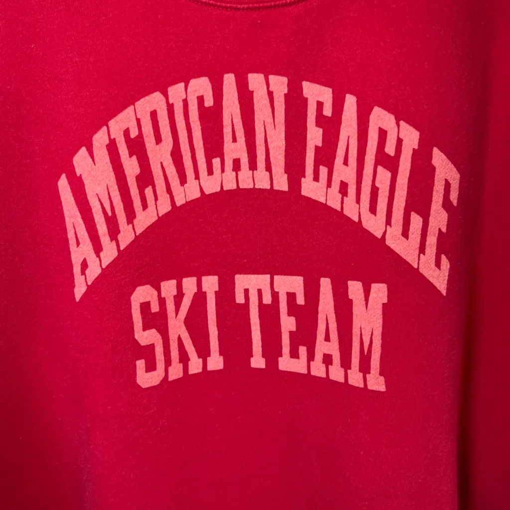 American Eagle Ski Team Crew Neck Sweatshirt Red Pullover Oversized Womens Large - Image 4