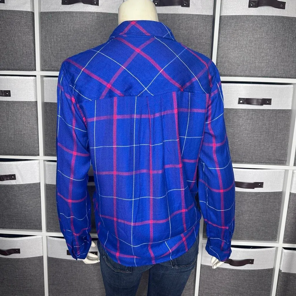 Sanctuary Haley Tie Front Button Down Flannel Shirt Size Small - Image 3
