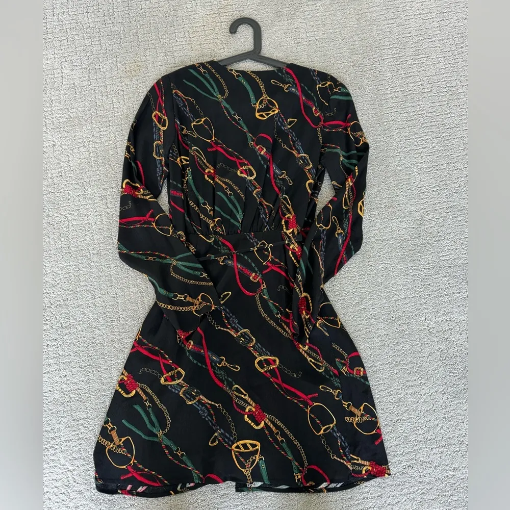 & Other Stories Patterned Wrap Black Dress - Image 2