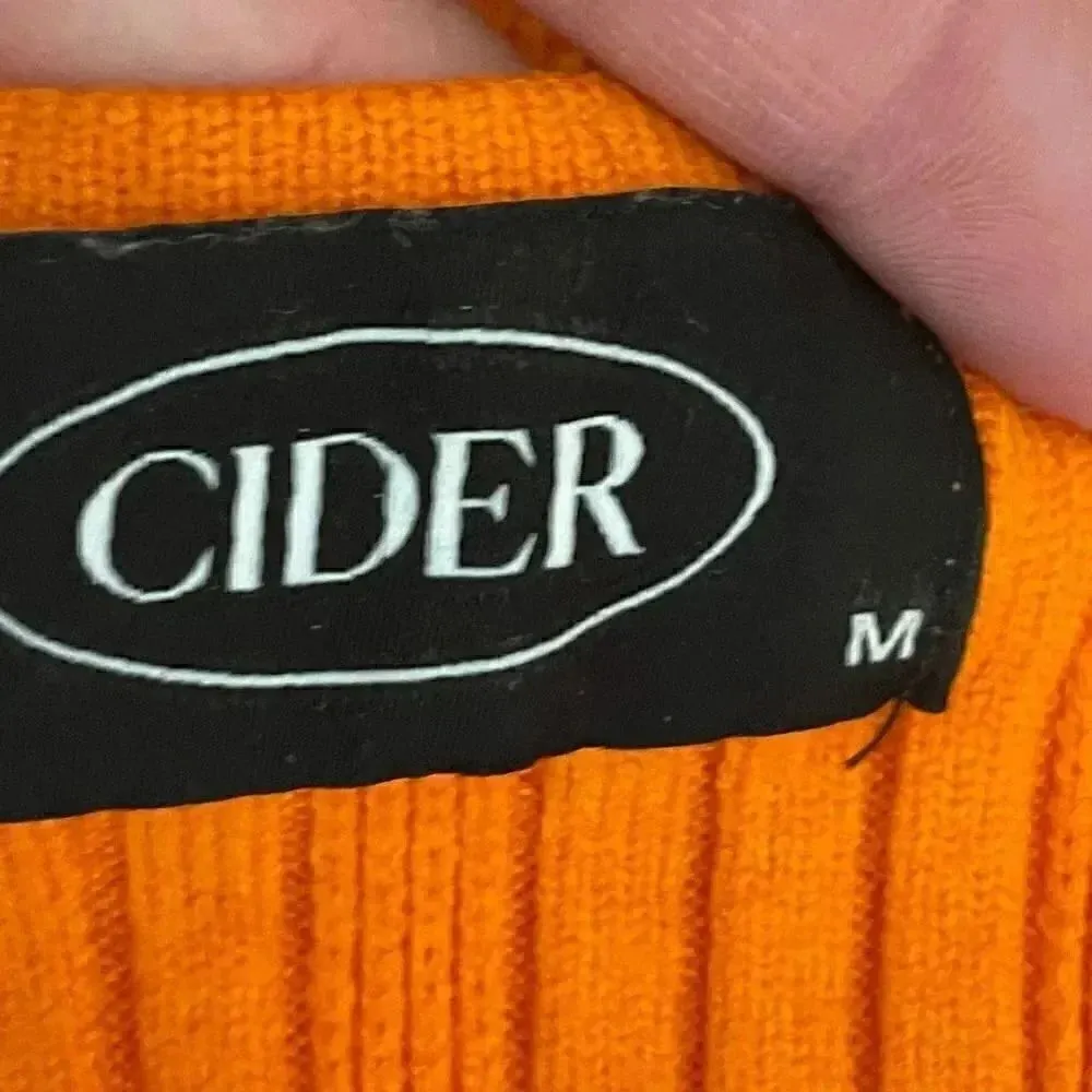 Cider Knit Jersey Women’s Pink & Orange Ribbed V-Neck Cropped  Gypsy SZ S # 1117 - Image 7