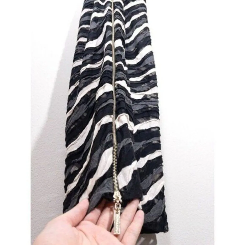 Bronx and Banco x REVOLVE Itza One Shoulder Dress S Black Striped Sheer Braided - Image 13