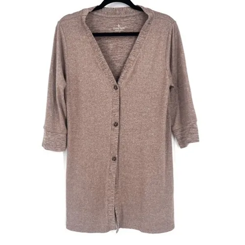 Cuddl Duds Women's Tank & Cardigan Set Stretchy 2 PC V Neck Sweater Brown Medium - Image 4