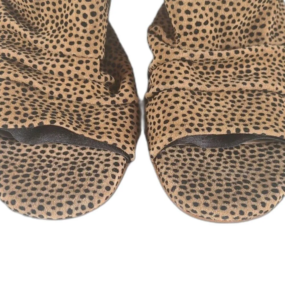 EUC Gianni Bini Cheetah Print Leather Open Toed Mule Block Heels Size 8.5M - Image 2