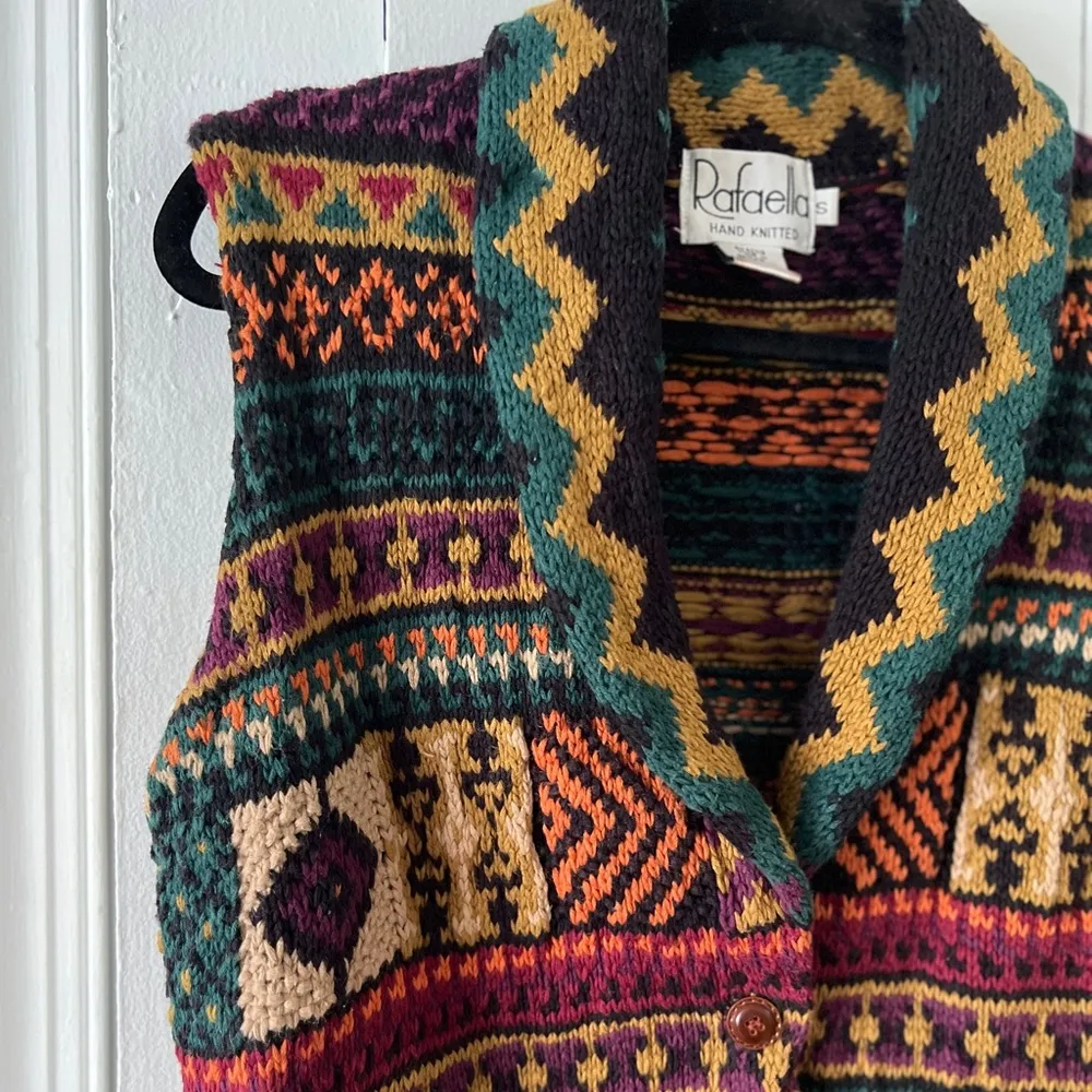 Vintage Rafaella Hand Knitted Multicolor Vest - Image 5