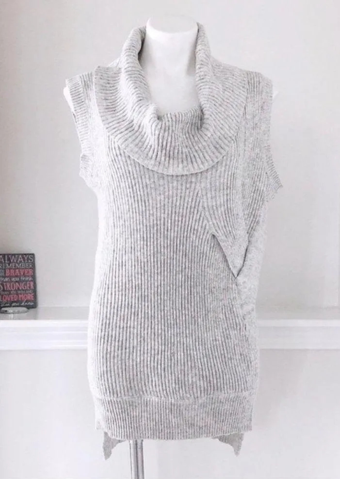 Zero Degrees Turtleneck Sleeveless Sweater Light Grey Size L, NWT $178.00 Size L - Image 3