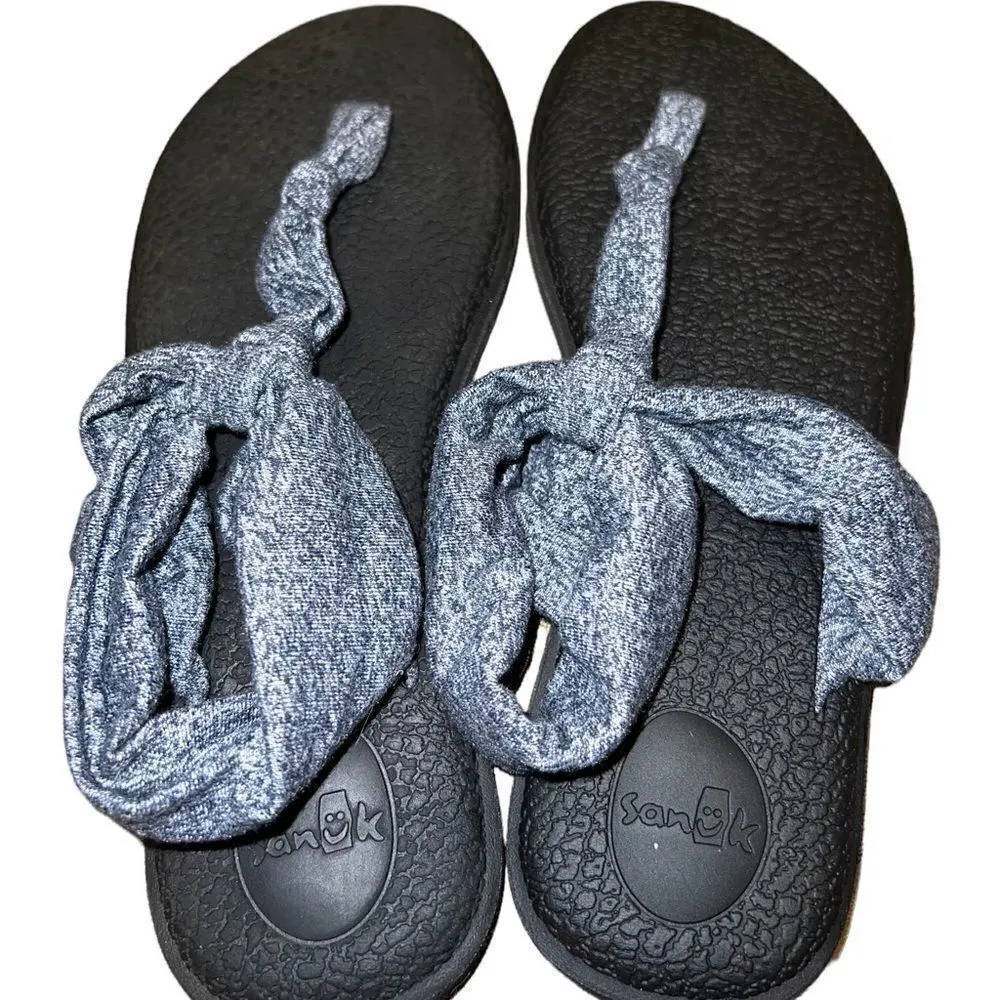 Sanuk blue and black yoga mat sole flip flops women’s size 9 - Image 4