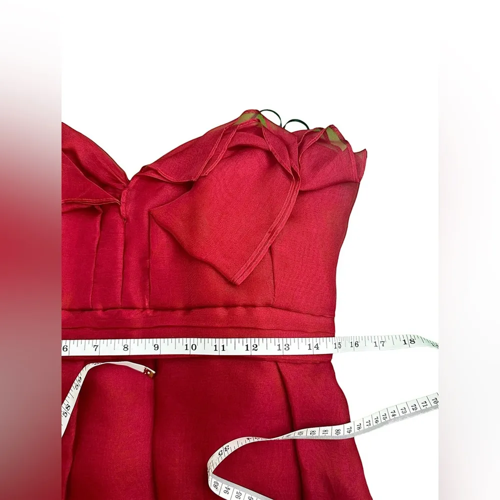 A.B.S. 100% Silk Red Strapless Cocktail Dress, NWT Size 6 - Image 7