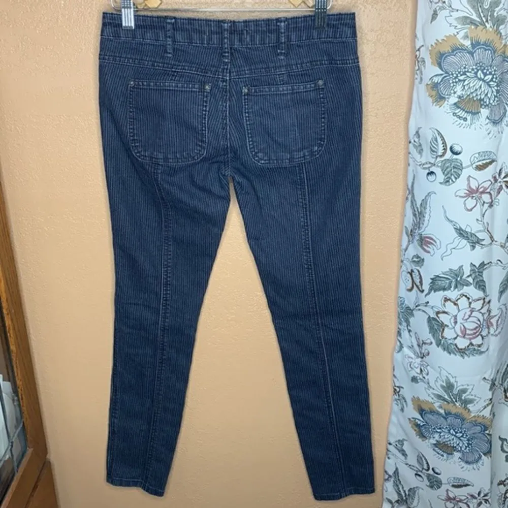 Free People Blue Pin Stripe Low Rise Skinny Jeans Size 26 - Image 3