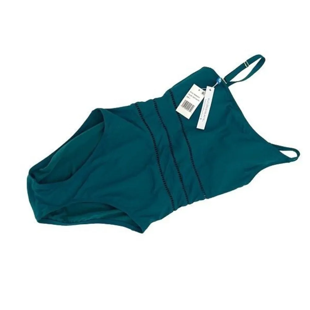 Bleu by Rod Beattie Womens Ring Me Up One Shoulder Swimsuit Teal Size‎ 4 NWT - Image 4
