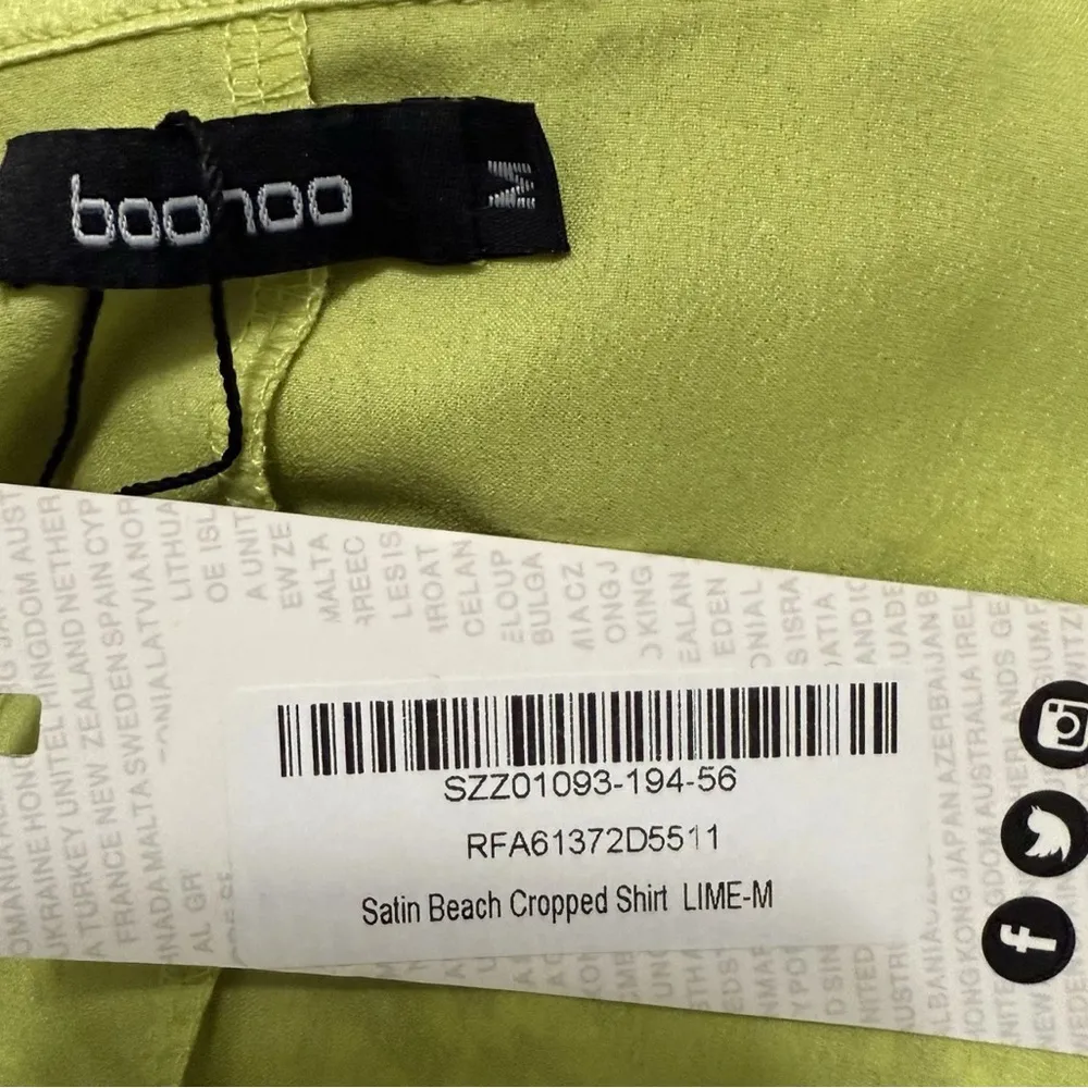 Boohoo Satin Beach Set Lime Size Medium - Image 6