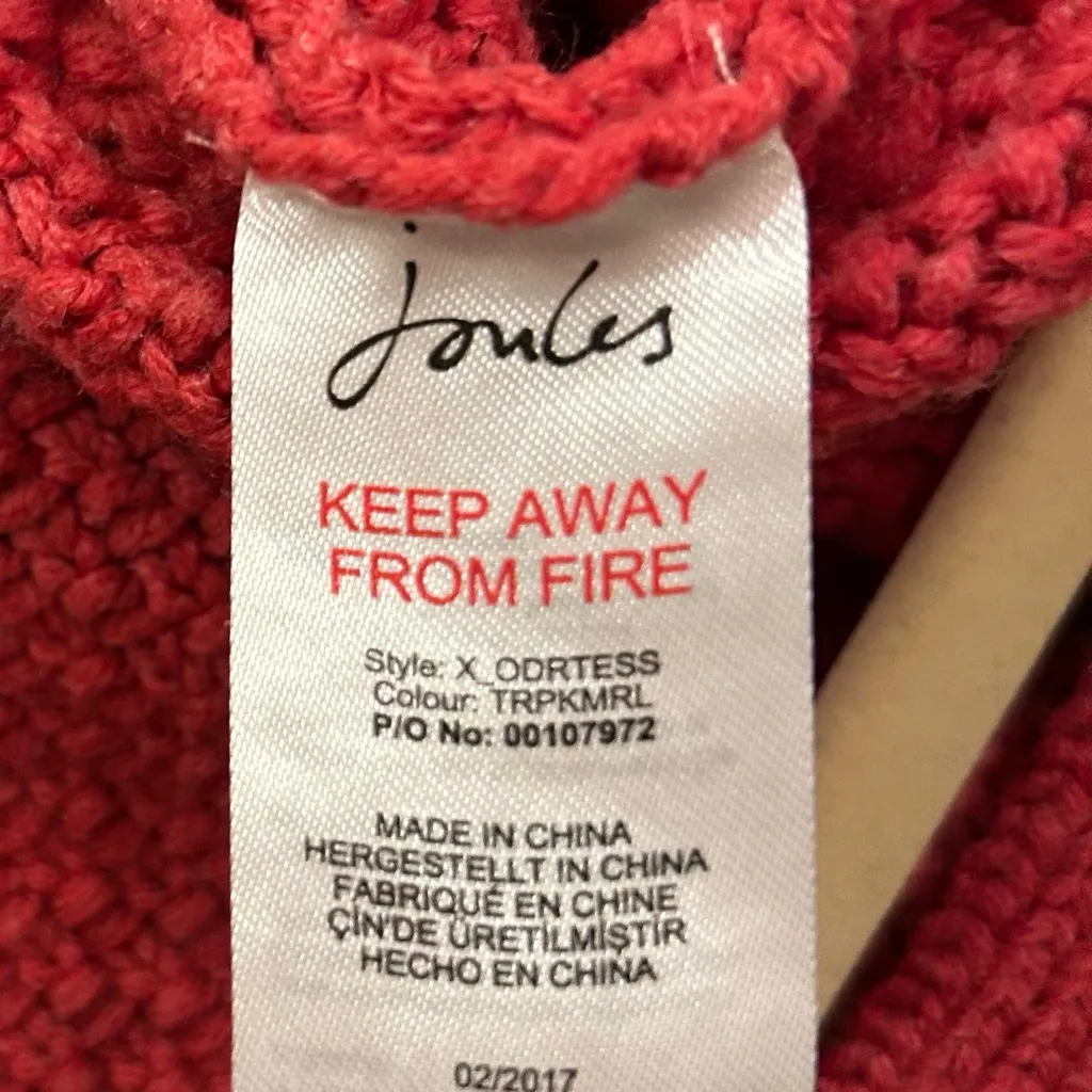 Joules Knit Coral Poncho Sweater Size Medium Pink - Image 6