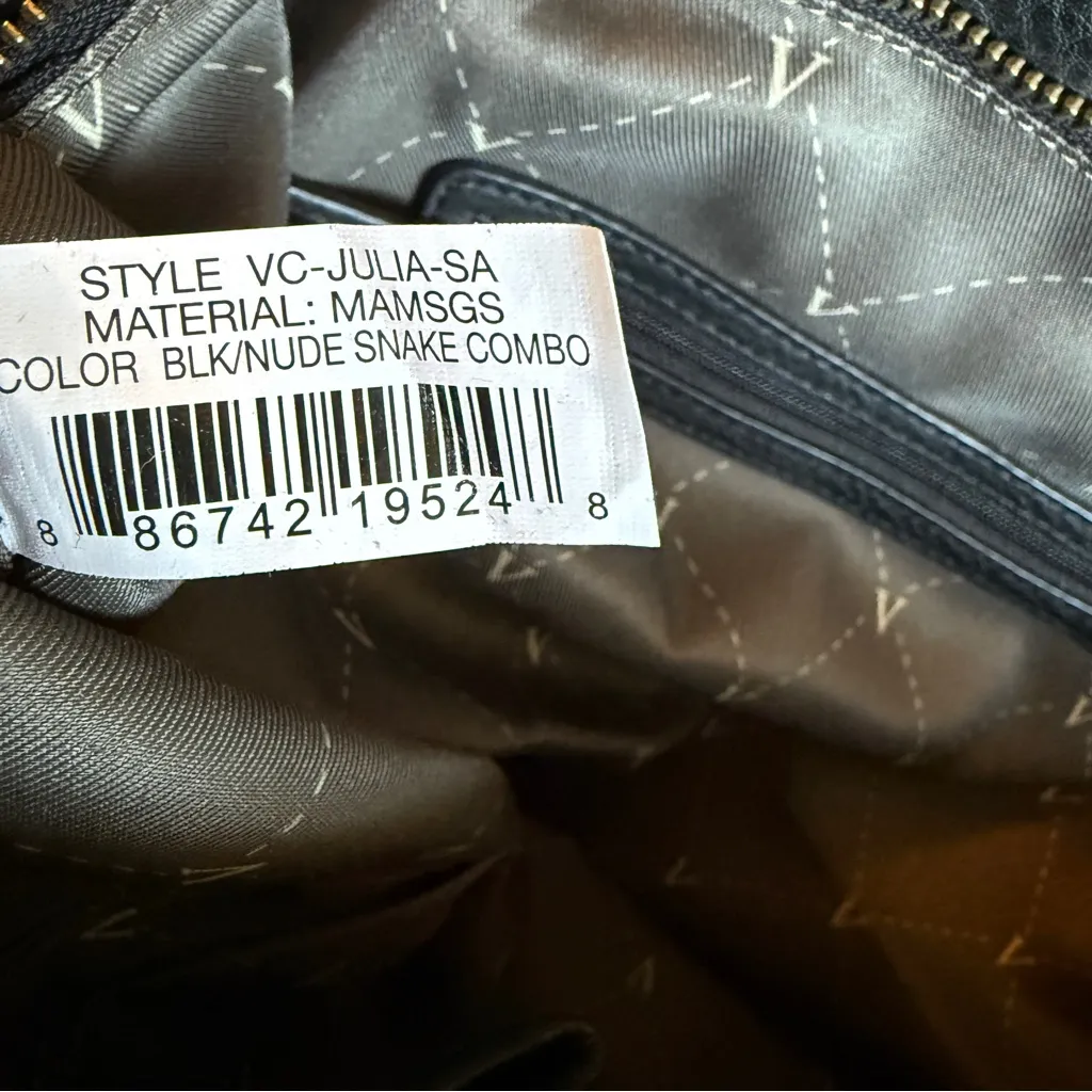 Vince Camito Julia Satchel Nude/Black Snakeskin Leather - Image 10
