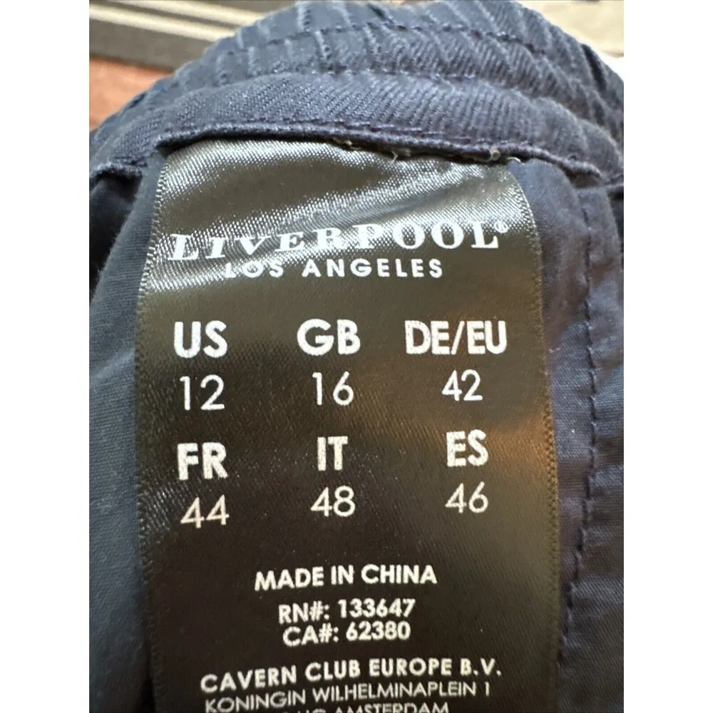 Liverpool Women's Kaitlynn Linen Stretch Palazzo Pants Size 12/31 Navy Blue New - Image 5