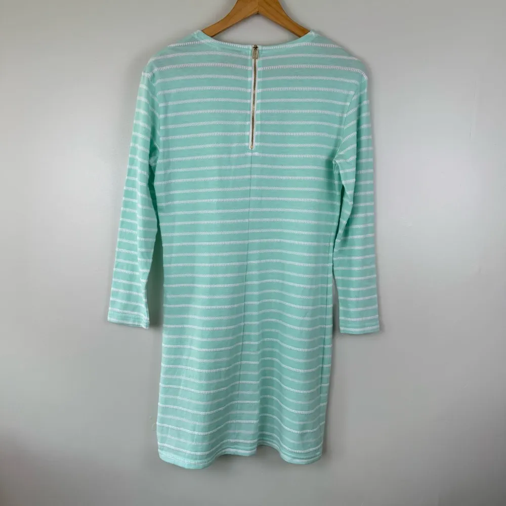 SAIL TO SABLE Mint & White Stripe Long Sleeve Sweatshirt Dress Size Medium - Image 2