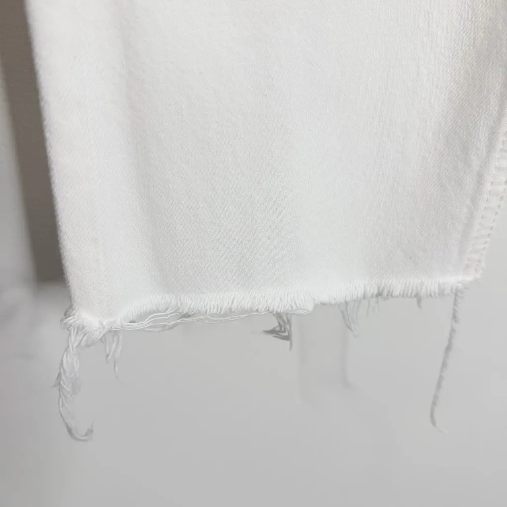 Re/Done 70s Stove Pipe Jean White Rioped Knees Raw Hem Size 29 Rigid Button Fly - Image 10