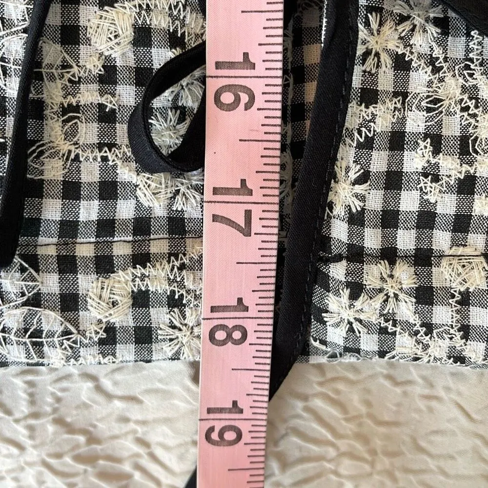 In The Beginning Womens Bria Tie Front Gingham Embroidered Blouse Black Size Lar - Image 9