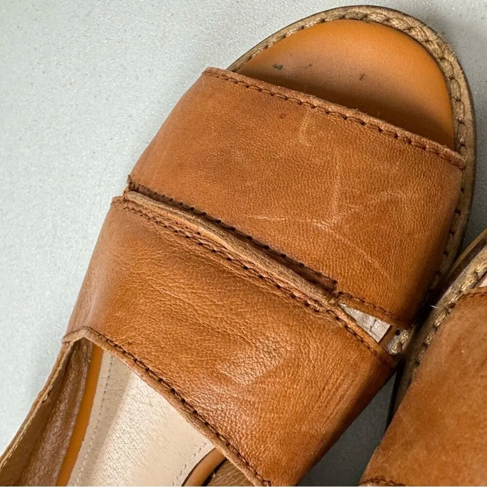 Kelsi Dagger Tan Leather Brooklyn Samantha Flats Peep Toe Womens 8.5 Comfort - Image 7