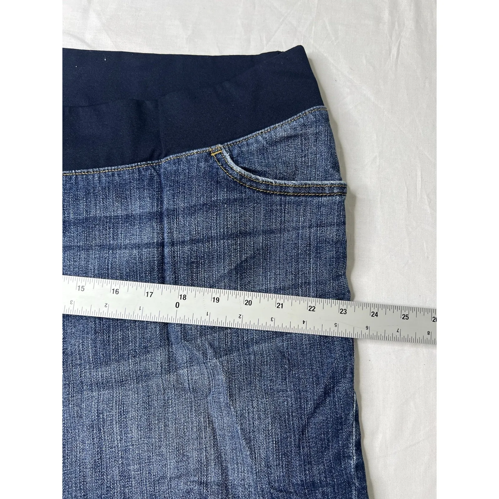 Old Navy Maternity hello pretty mama‎ Pull On denim jean Shorts blue XLarge - Image 3