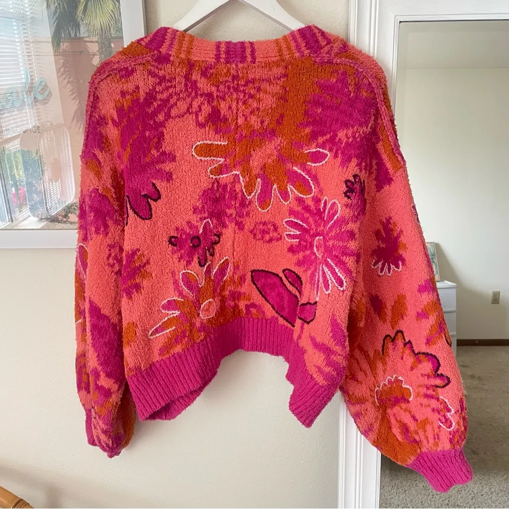 Anthropologie Embroidered Floral Knit Cropped Cardigan Size 2X - Image 8