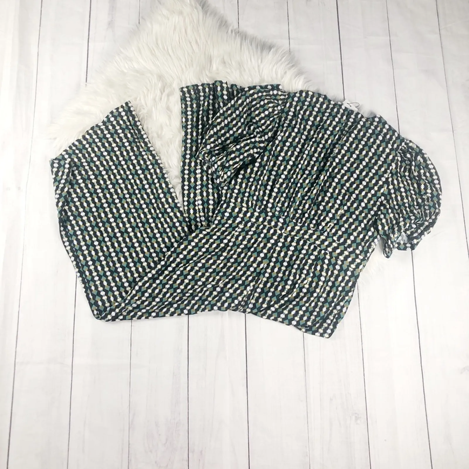 Anthropologie Women's Green Kachel Evie Abstract V-Neck Jumpsuit Sz 12‎ NEW - Image 6