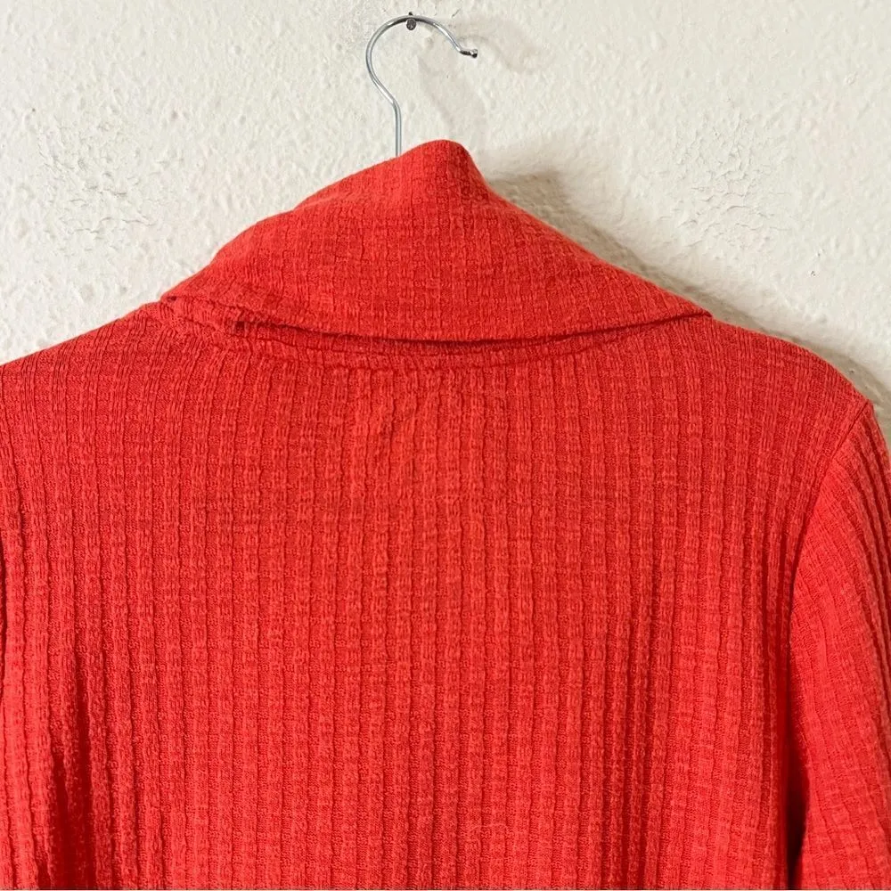 Anthropologie Maeve Coral Waffle Knit Peplum Winterscape Cowl Neck Size Large - Image 7