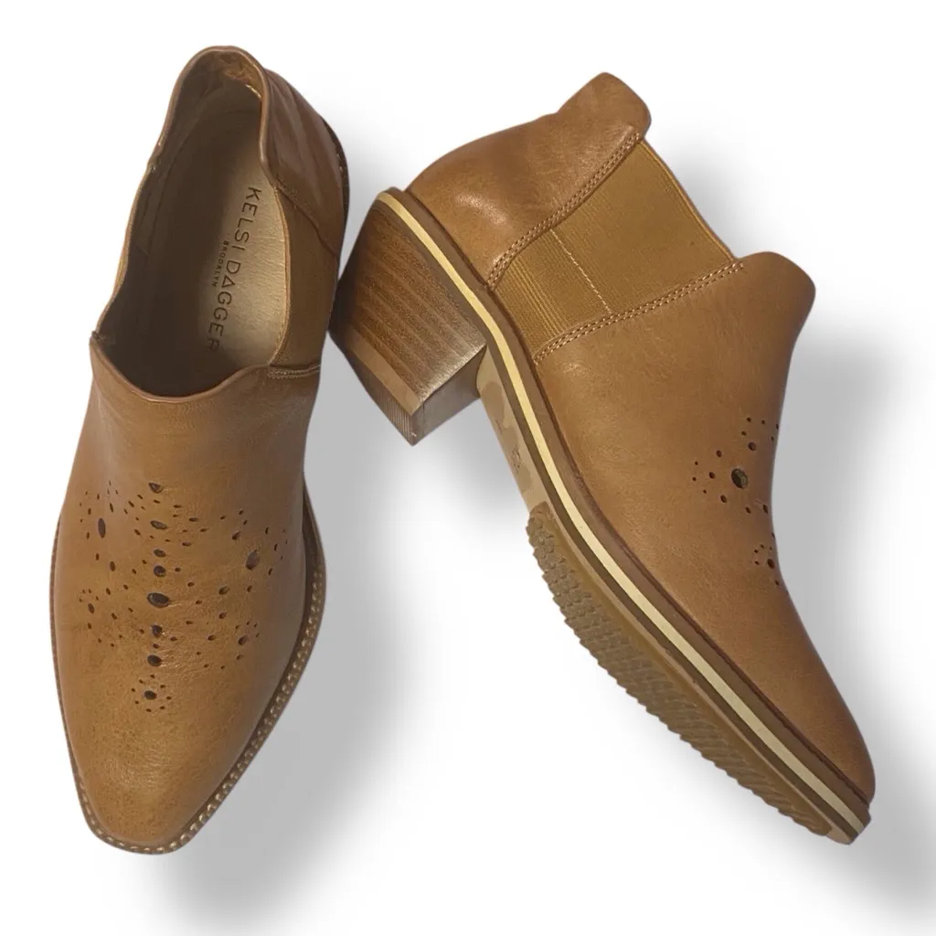 Anthro Kelsi Dagger Brooklyn Crestone Leather Cut Out Ankle Booties Size 6 - Image 1