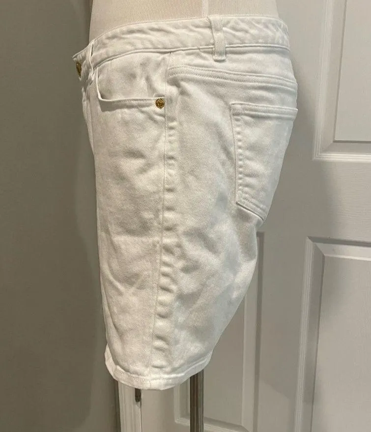 Michael Kors White Jean Denim Bermuda Length Shorts Size 6 - Image 7