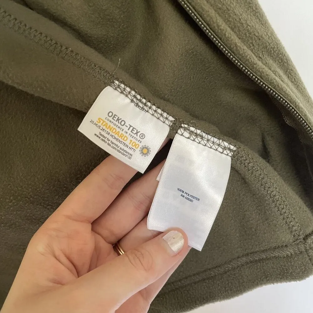 NWT Lands' End forest moss green full zip fleece sweater casual warm soft small - Image 8