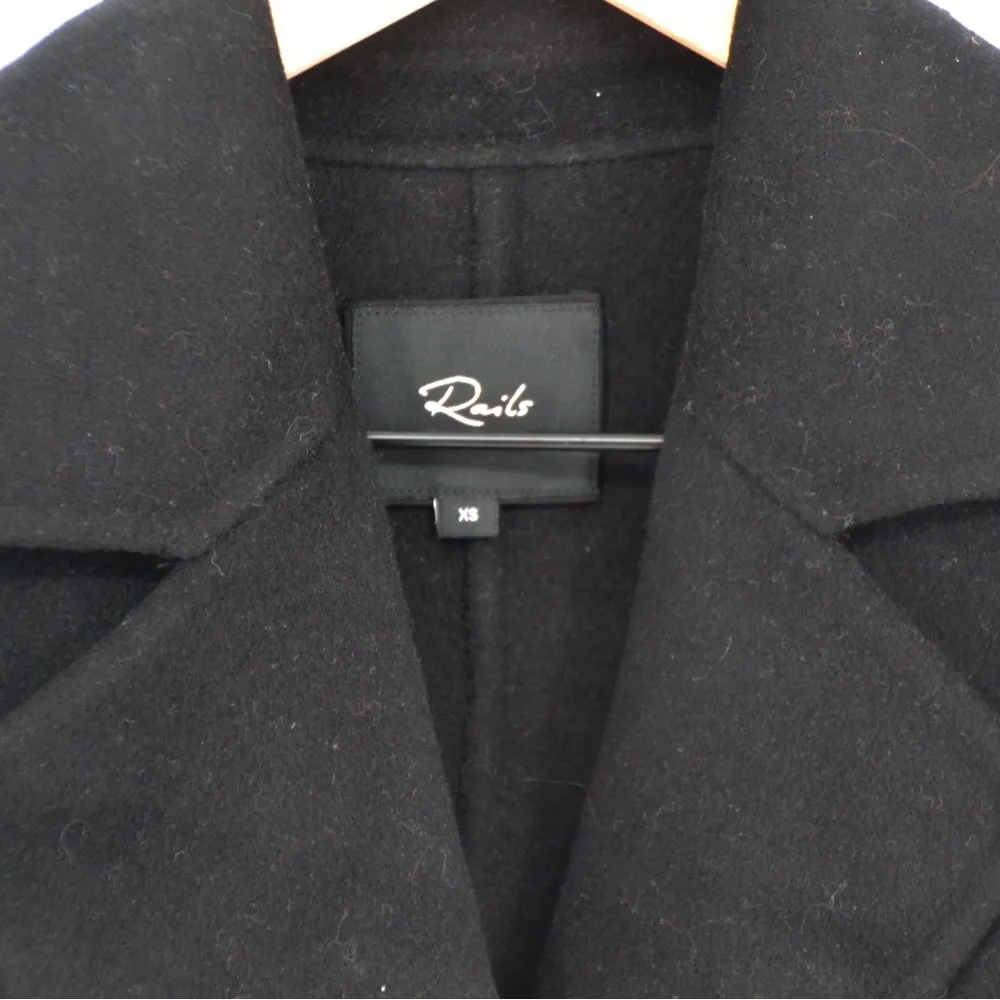 Rails Bristol Heavyweight Wool Blend Coat Double Breasted Black Women's XS - Image 8