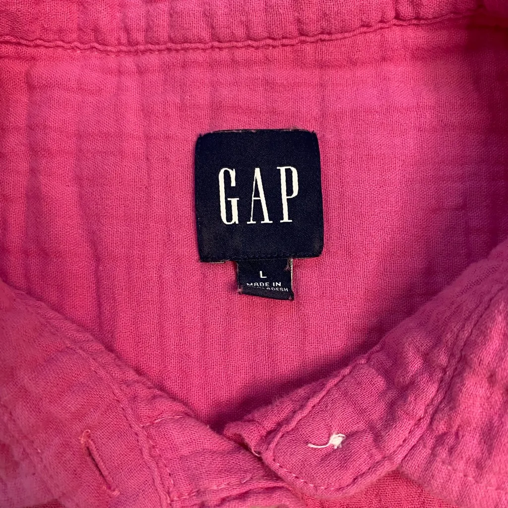 GAP Pink Cotton Gauze Button Down Long Sleeve Shirt - Image 11