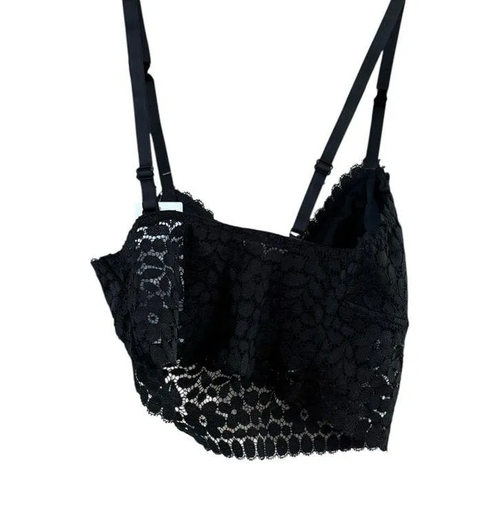 Urban Outfitters Black Lace Longline Bralette - Image 8