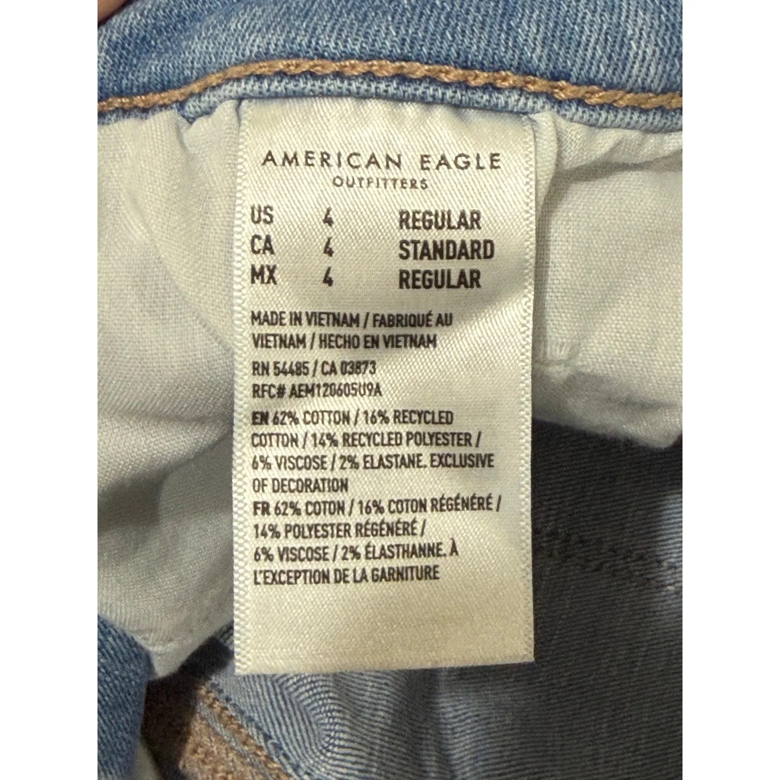 American Eagle Super High Rise Jegging Women's Sz 4 Distressed Blue Denim Jeans - Image 5