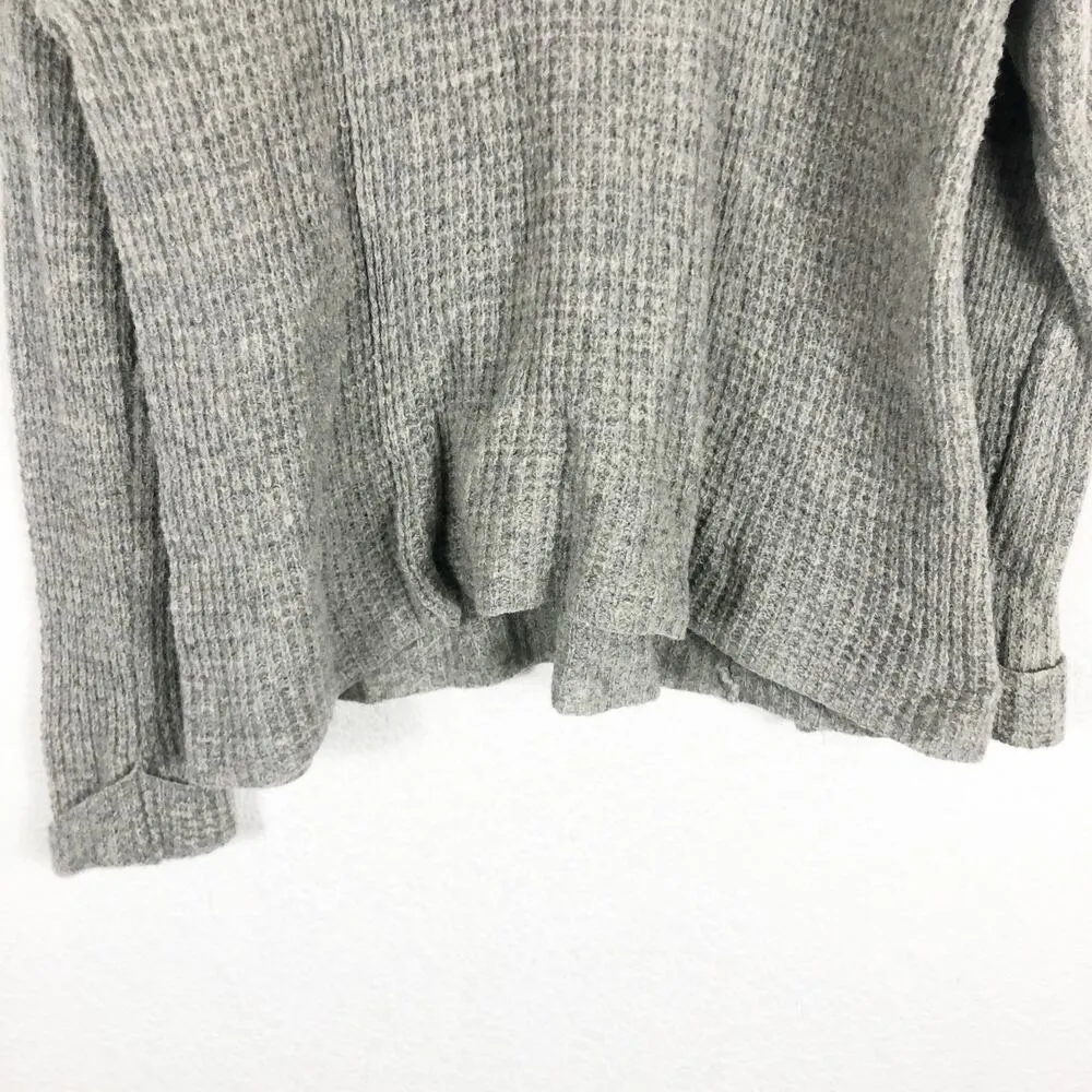Free People Sidewinder Waffle Thermal Sweater Small Gray Wool Oversized - Image 10