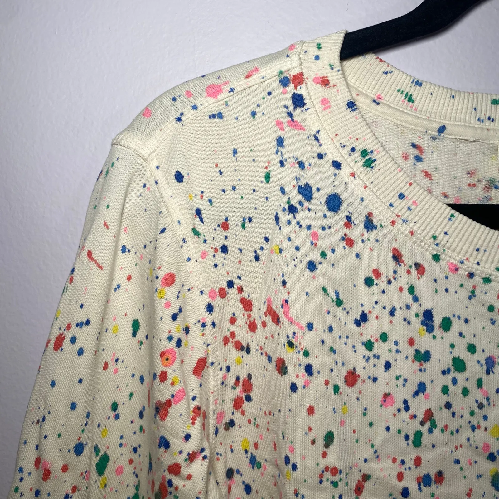 Maeve Anthropologie Jamie Paint Speckled Colorful Crewneck Pullover Cotton Small - Image 4