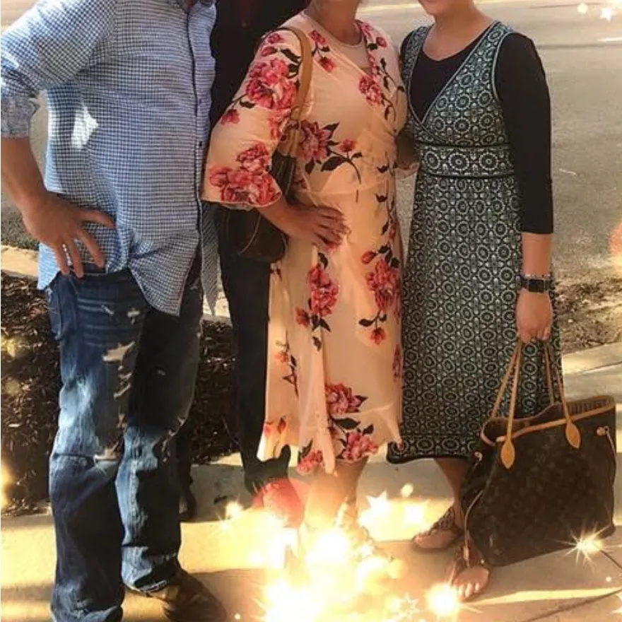 Floral Wrap Dress Pink Red Flowers Size L - Image 8