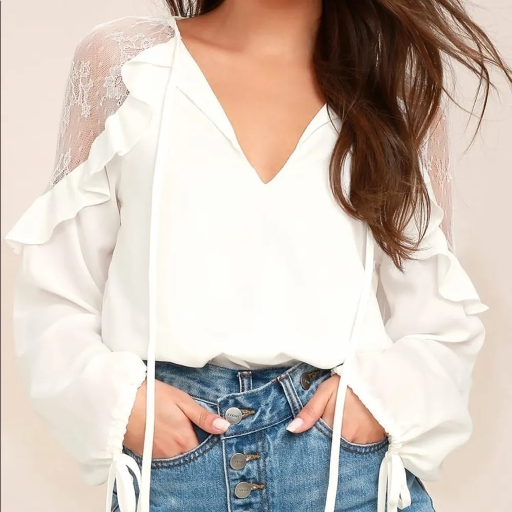 Lulus Glorious Day White Lace Long Sleeve Top - Image 3