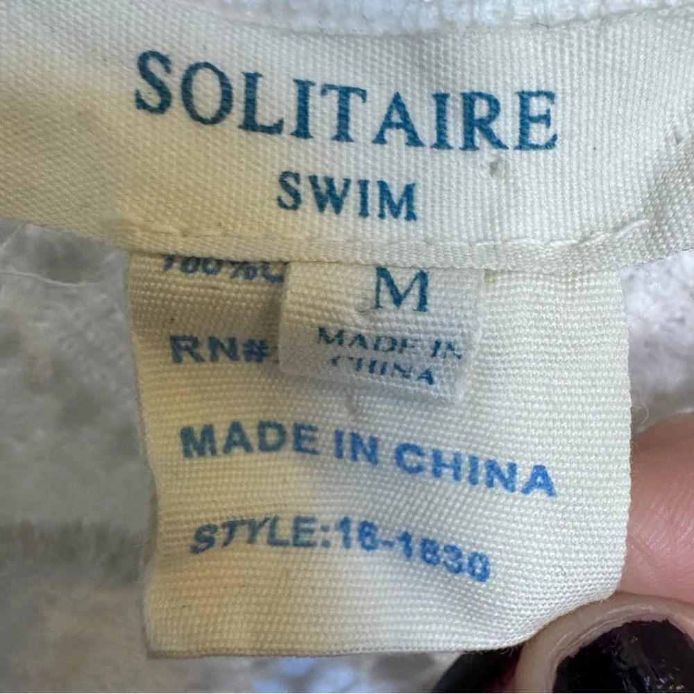 Solitaire White Lace Crochet Tunic Swimsuit Cover Top 100% Cotton Size Medium - Image 13