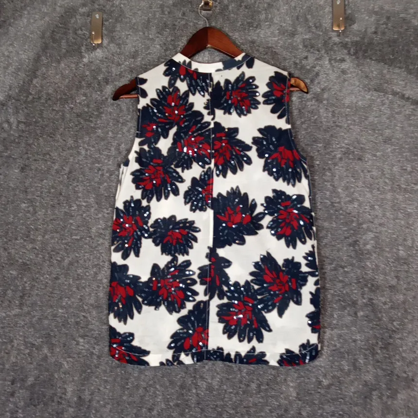 J. Crew Sequin Floral Sleeveless Blouse Top Sheer Office 4 Of July Womens 4 - Image 3