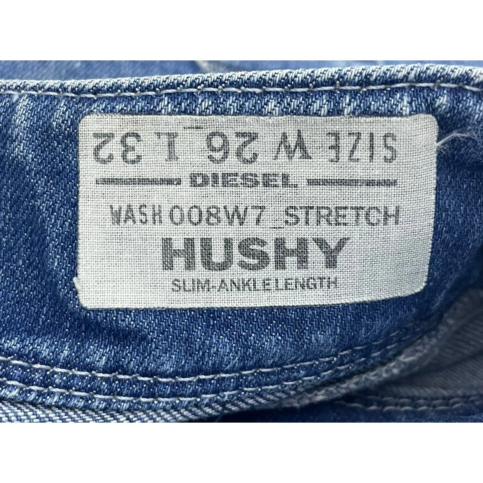 Diesel Hushy Jeans Size 26 Low Rise Slim Patch Pockets Y2K Style Ankle Straight - Image 8