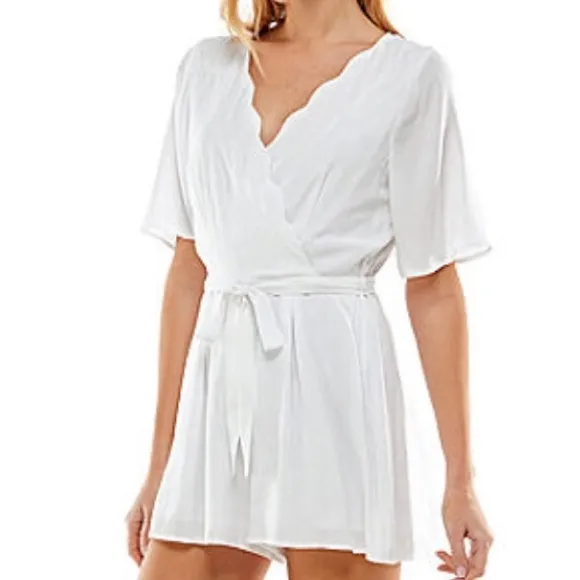 Altar’d State White Short‎ Wrap Top Romper Size M - Image 2