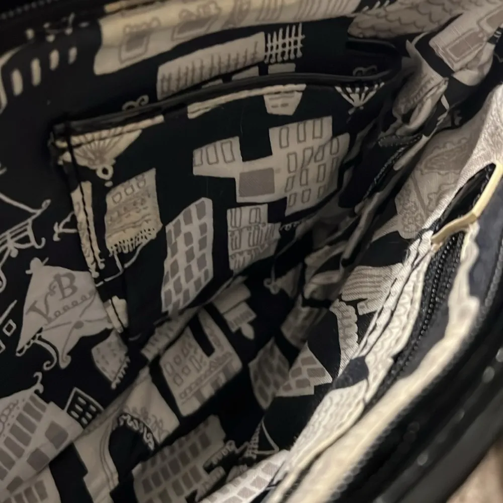 Vera Bradley Quilted Clutch Black Patent Leather Purse with Silver Tone Accents - Image 9