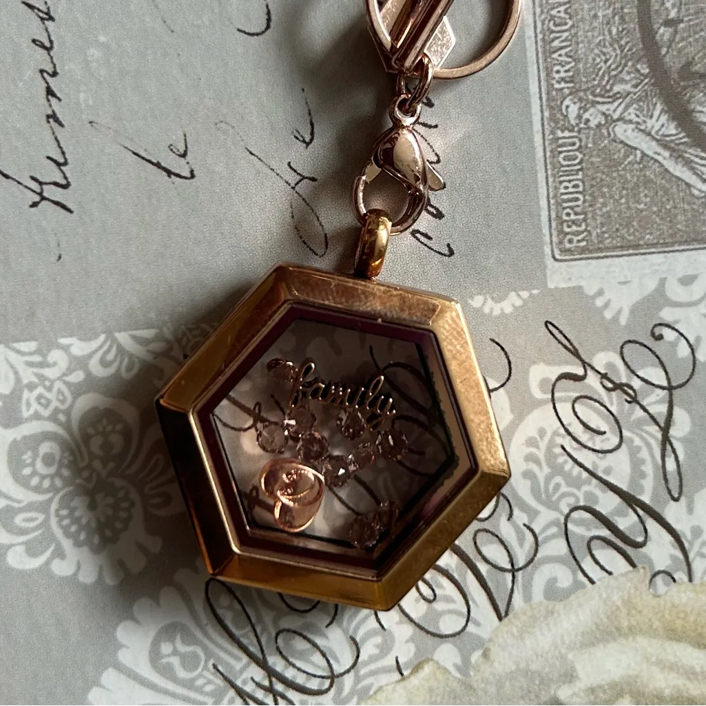 Origami Owl Gold Hexagon Necklace FILLED with charms NEW - Image 2