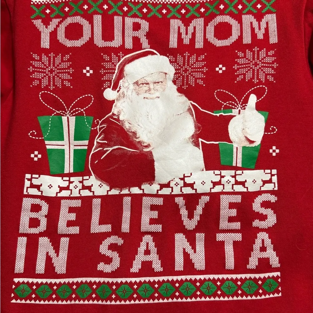 FIFTHSUN size medium your mom believes in santa sweater funny presents workwear - Image 6