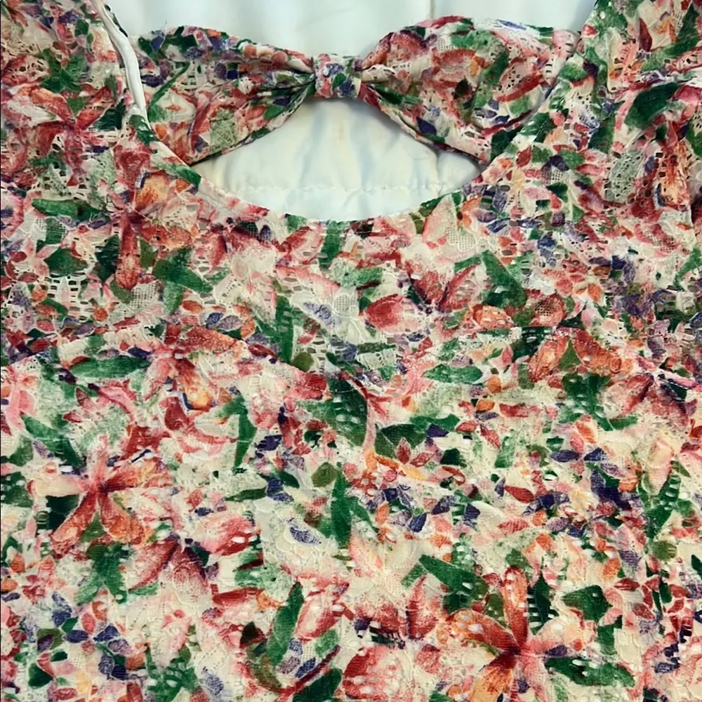 Free People Floral Print Dress with Bow Back - Image 2