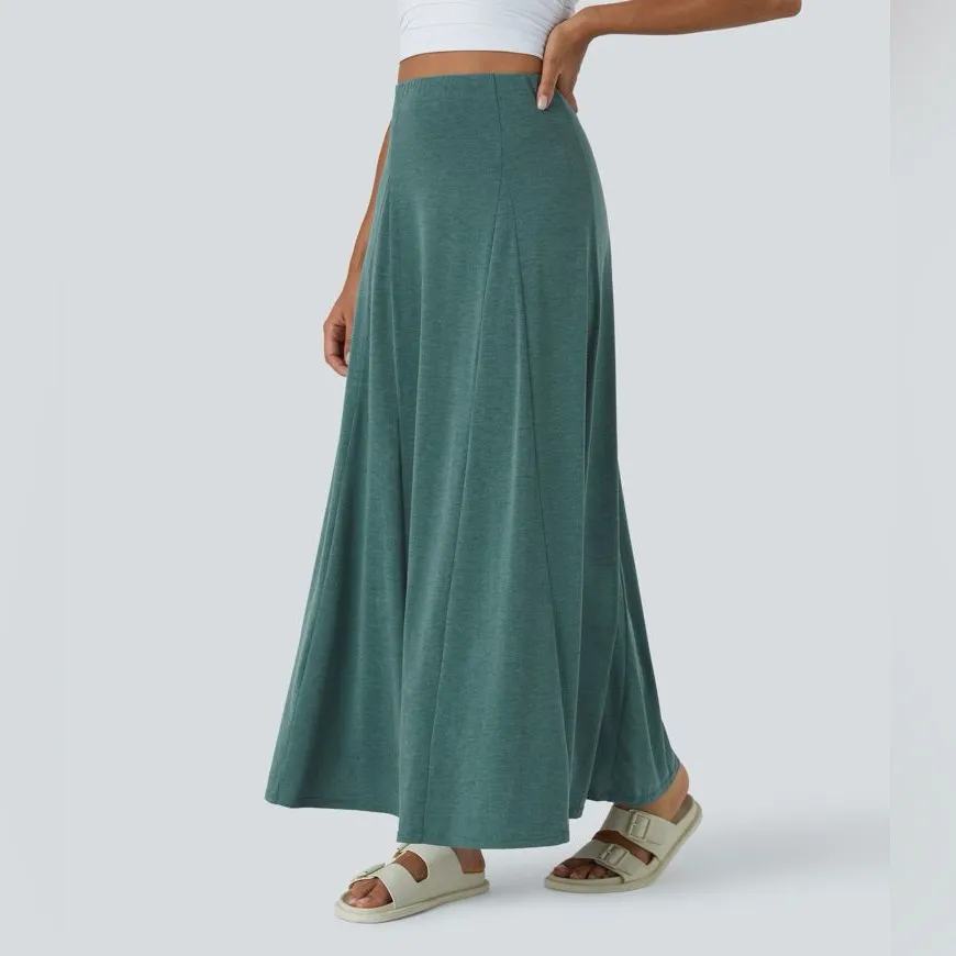 Halara  Women's Maxi Skirt in Deep Green - Image 2