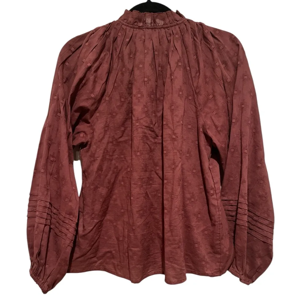 NEW CLEOBELLA x ANTHRO ANTONIA LONG SLEEVE BURGUNDY BLOUSE TOP S - Image 6
