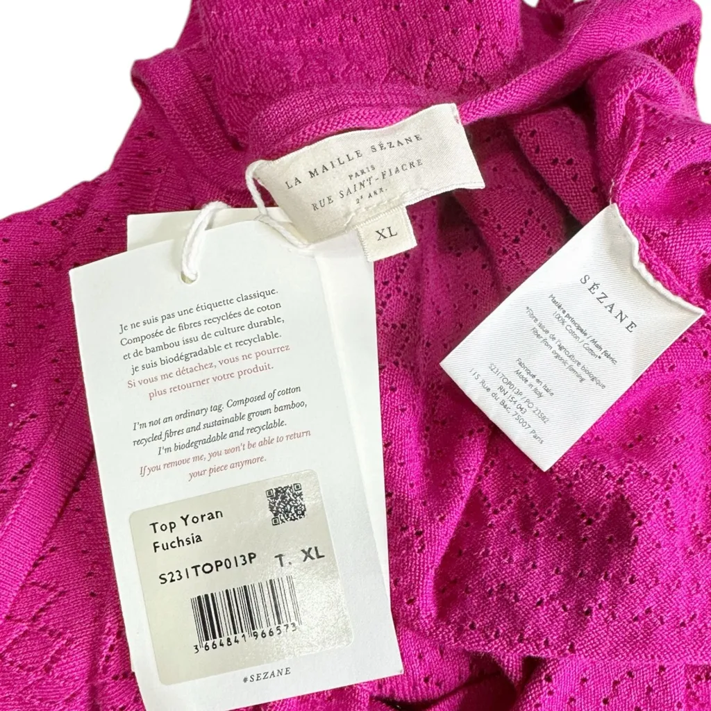 SÉZANE Yoran Knit Top, Fuchsia, XL - Image 10