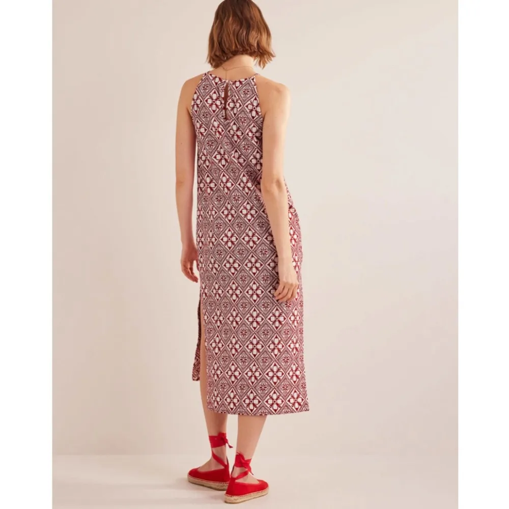 Boden Racer Neck Jersey Midi Dress Poinsettia Size 2 - Image 2