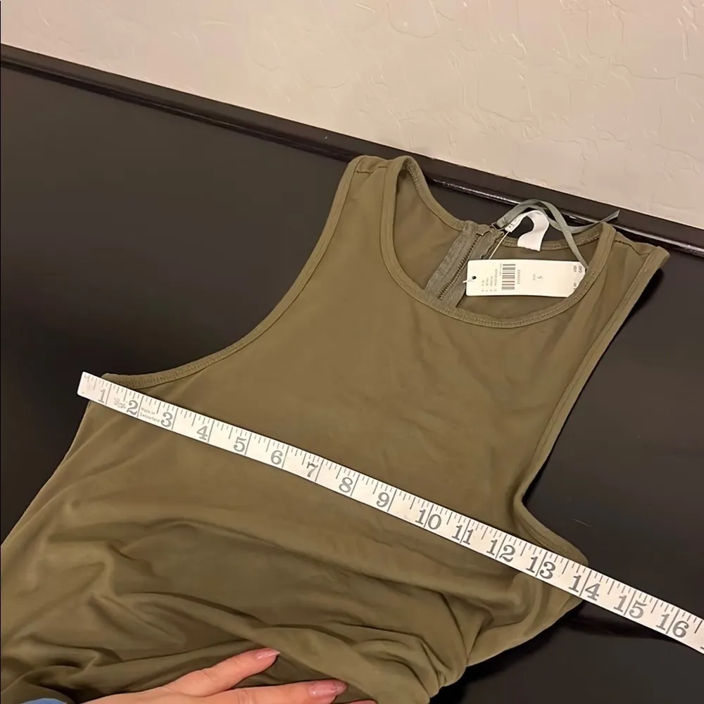 Daily Practice asymmetric tank top dress with ruched waist, color moss, sz S,NWT - Image 8